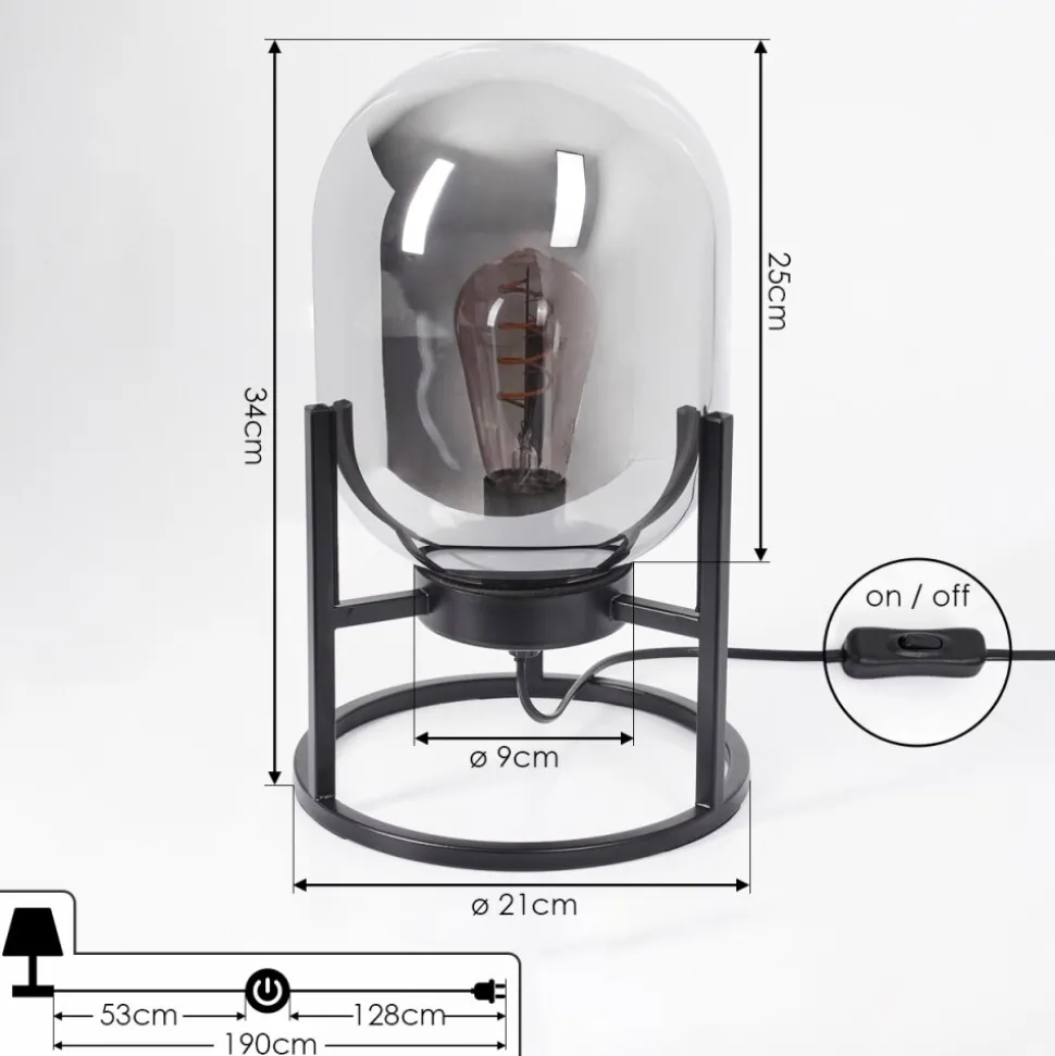 Lampe De Table Elvange Noir, 1 Lumiere
