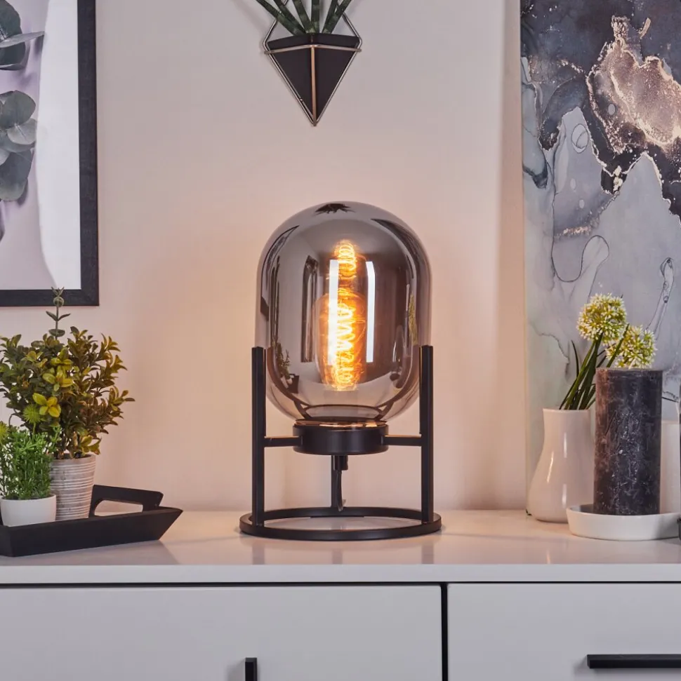 Lampe De Table Elvange Noir, 1 Lumiere