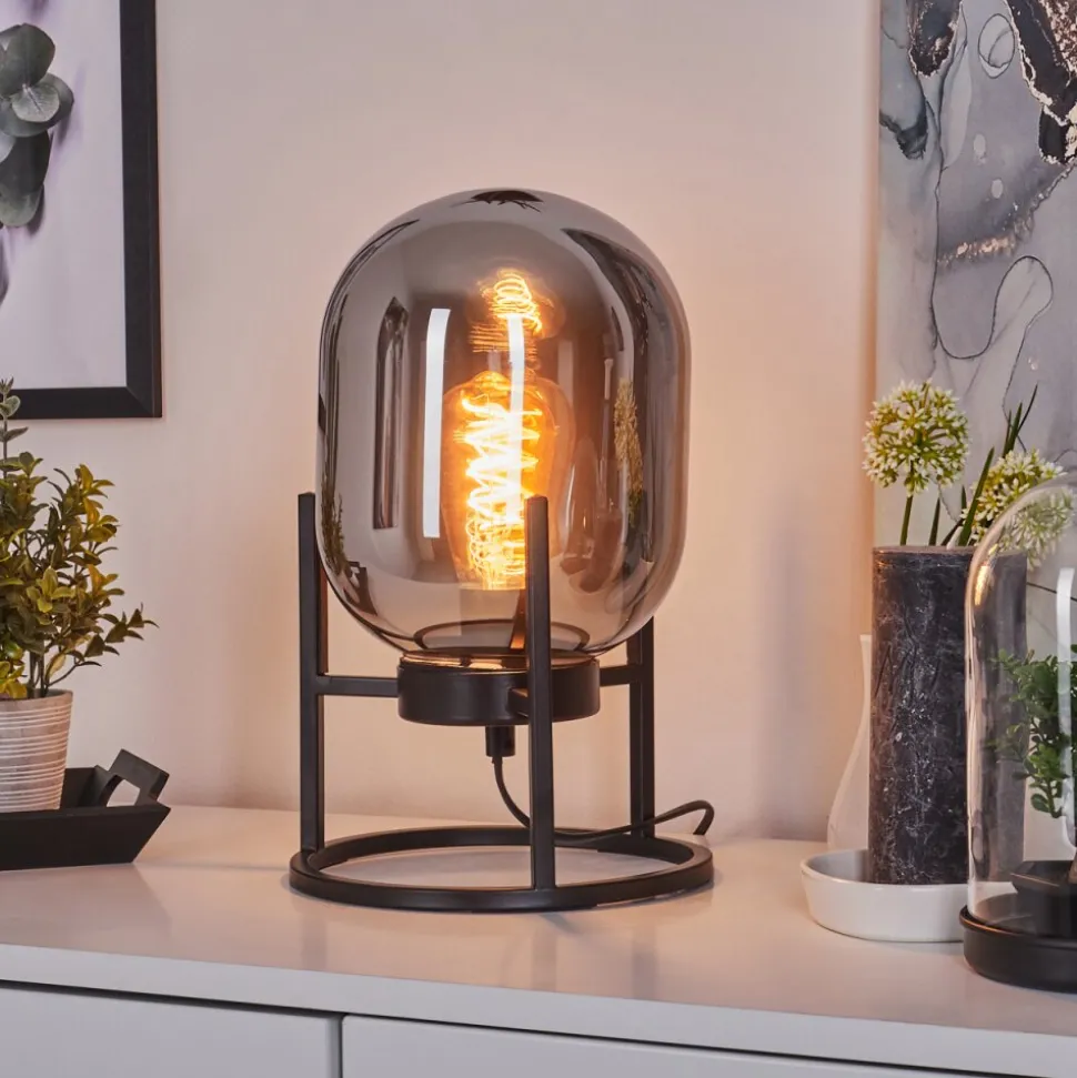 Lampe De Table Elvange Noir, 1 Lumiere