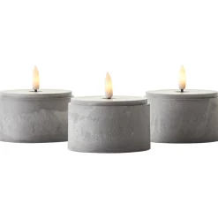 Lampe De Table Exterieure, Set De 3 Brilliant Bougie Led Gris, 1 Lumiere