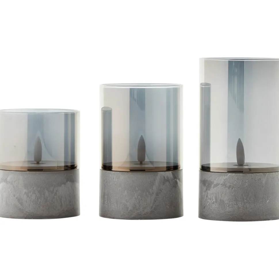 Lampe De Table Exterieure, Set De 3 Brilliant Bougie Led Gris, 1 Lumiere