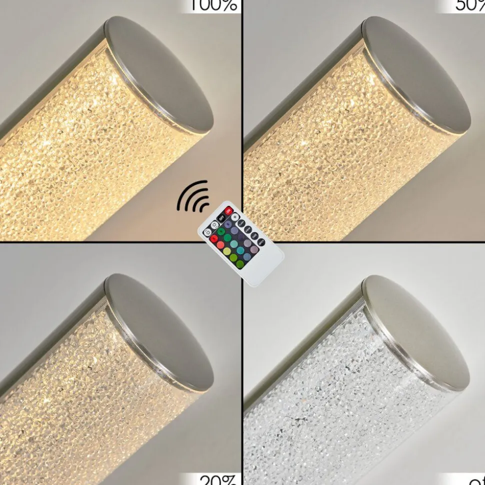 Lampe De Table Flaut Led Nickel Mat, 1 Lumiere, Telecommandes, Changeur De Couleurs