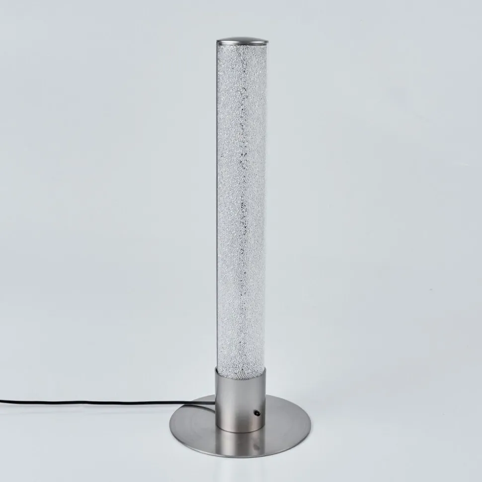 Lampe De Table Flaut Led Nickel Mat, 1 Lumiere, Telecommandes, Changeur De Couleurs