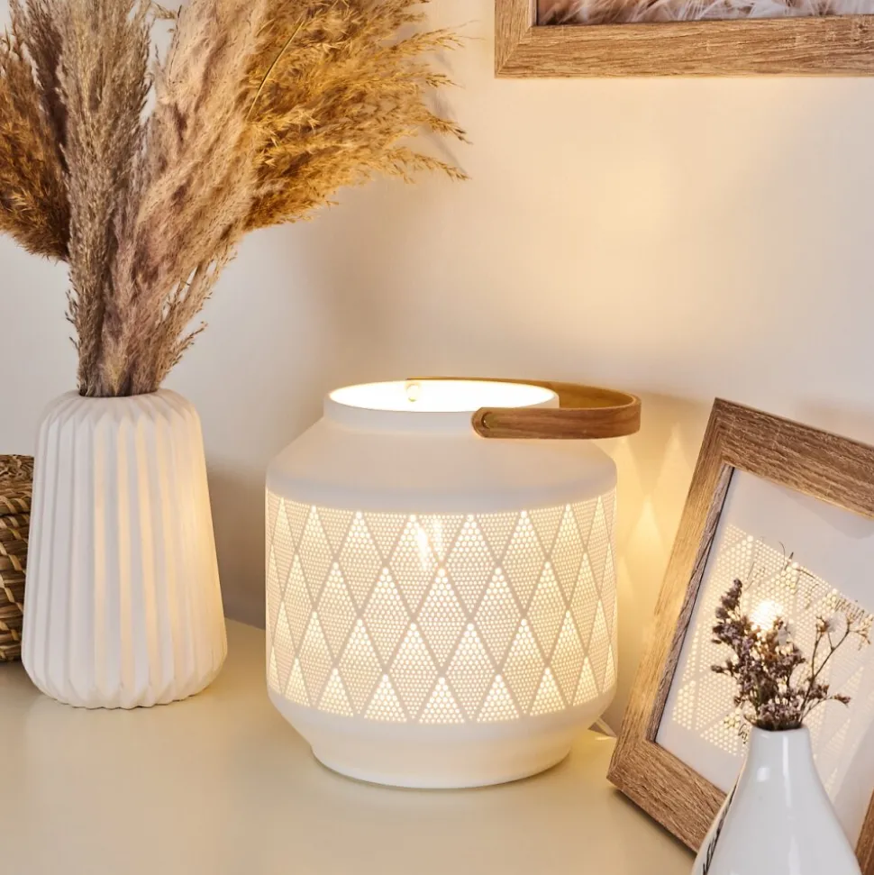 Lampe De Table Forrnes Beige, Blanc, 1 Lumiere