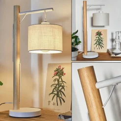 Lampe De Table Geelong Bois Clair, Blanc, 1 Lumiere