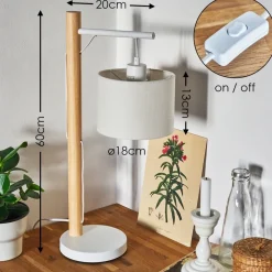 Lampe De Table Geelong Bois Clair, Blanc, 1 Lumiere