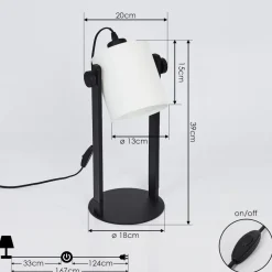 Lampe De Table Gibralter Noir, 1 Lumiere