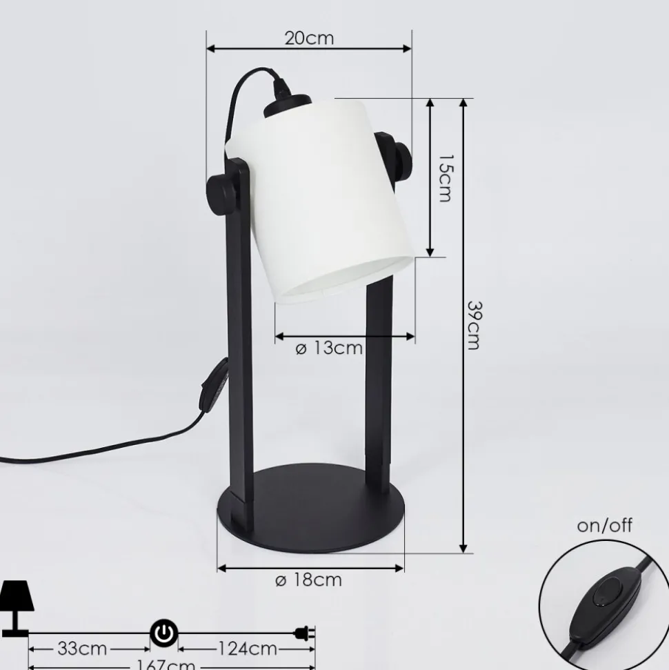Lampe De Table Gibralter Noir, 1 Lumiere