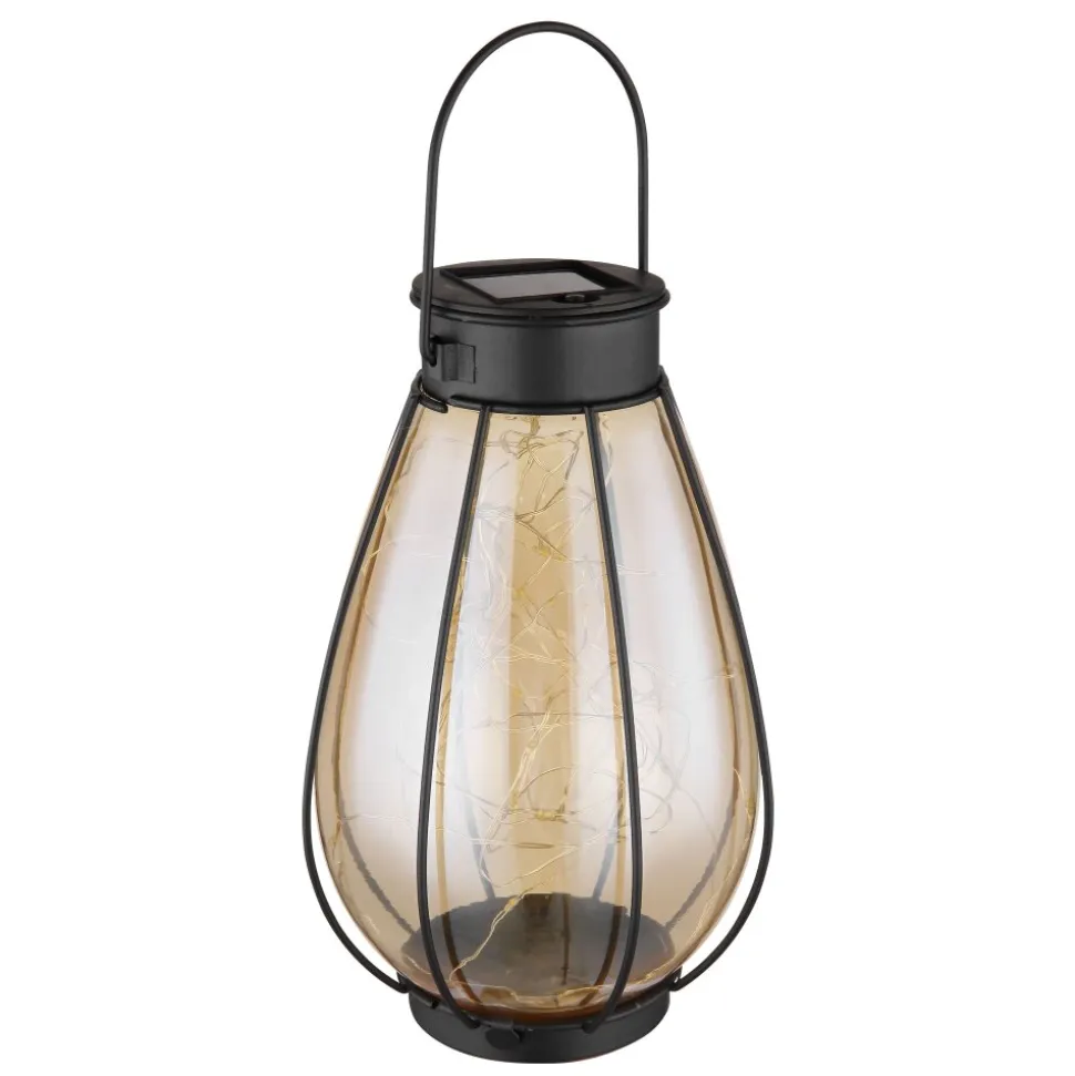 Lampe De Table Globo Solar Led Noir, 40 Lumieres