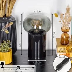 Lampe De Table Godrie Noir, 1 Lumiere