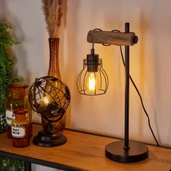 Lampe De Table Gondo Ecru, Noir, 1 Lumiere