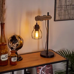 Lampe De Table Gondo Ecru, Noir, 1 Lumiere