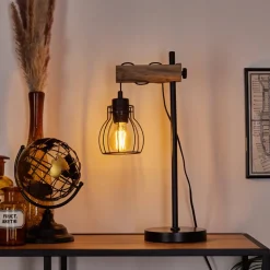 Lampe De Table Gondo Ecru, Noir, 1 Lumiere