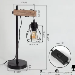 Lampe De Table Gondo Ecru, Noir, 1 Lumiere