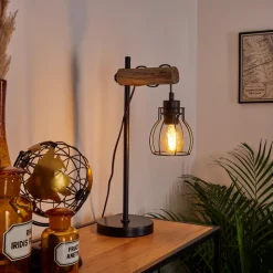 Lampe De Table Gondo Ecru, Noir, 1 Lumiere