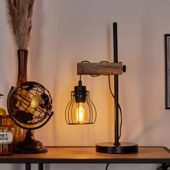 Lampe De Table Gondo Ecru, Noir, 1 Lumiere