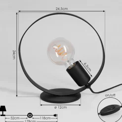 Lampe De Table Gourguel Noir, 1 Lumiere
