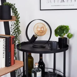 Lampe De Table Gourguel Noir, 1 Lumiere