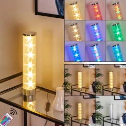 Lampe De Table Hatara Led Chrome, 1 Lumiere, Telecommandes, Changeur De Couleurs