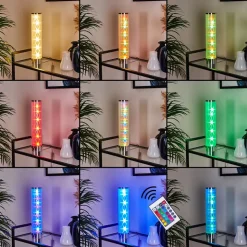 Lampe De Table Hatara Led Chrome, 1 Lumiere, Telecommandes, Changeur De Couleurs