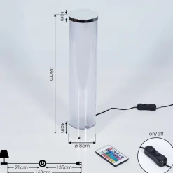 Lampe De Table Hatara Led Chrome, 1 Lumiere, Telecommandes, Changeur De Couleurs