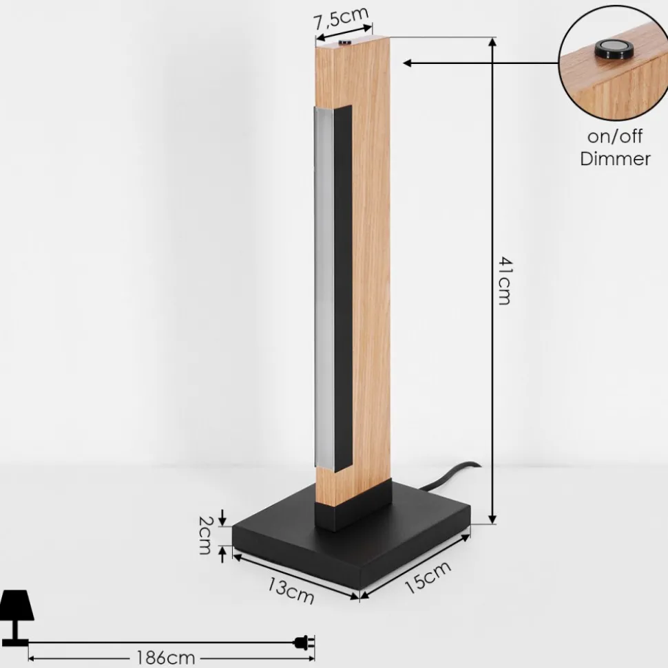 Lampe De Table Inzino Led Ecru, Noir, 1 Lumiere