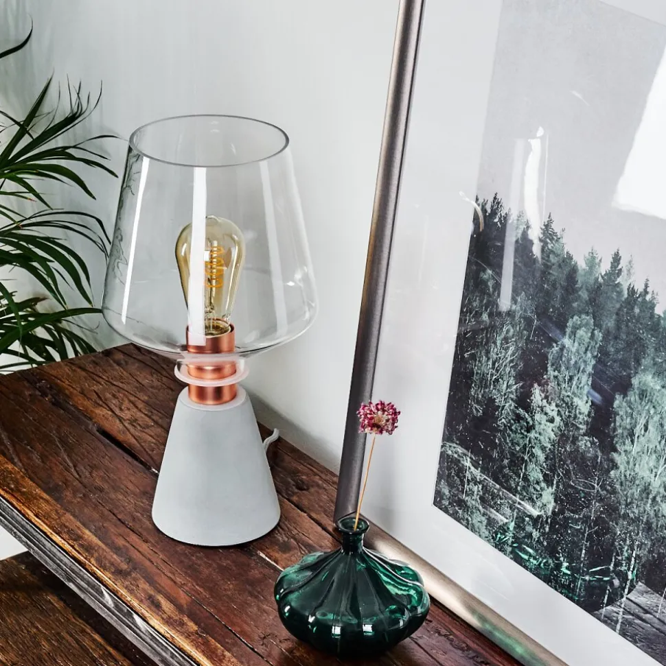 Lampe De Table Jaen Gris, Cuivre, 1 Lumiere