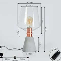 Lampe De Table Jaen Gris, Cuivre, 1 Lumiere