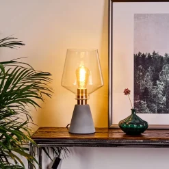 Lampe De Table Jaen Gris, Cuivre, 1 Lumiere