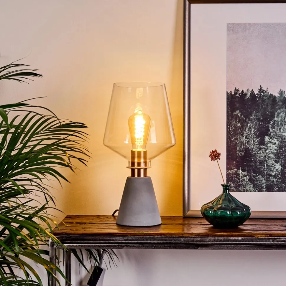 Lampe De Table Jaen Gris, Cuivre, 1 Lumiere