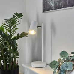 Lampe De Table Javel Chrome, Blanc, 1 Lumiere