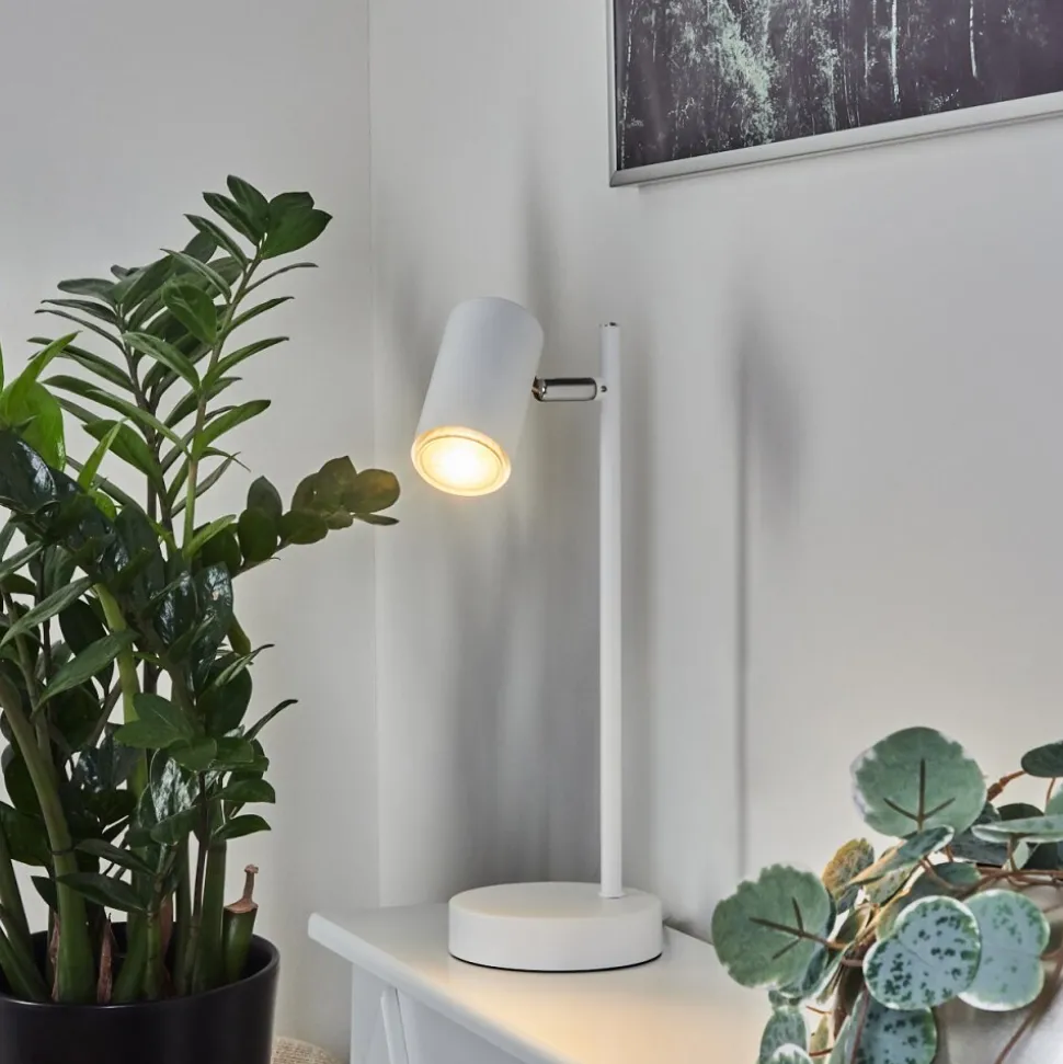 Lampe De Table Javel Chrome, Blanc, 1 Lumiere