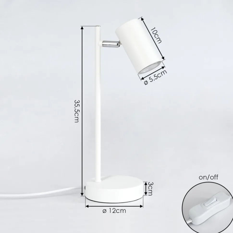 Lampe De Table Javel Chrome, Blanc, 1 Lumiere