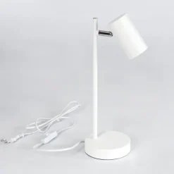 Lampe De Table Javel Chrome, Blanc, 1 Lumiere