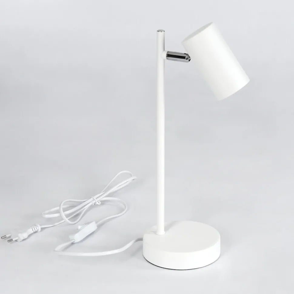 Lampe De Table Javel Chrome, Blanc, 1 Lumiere