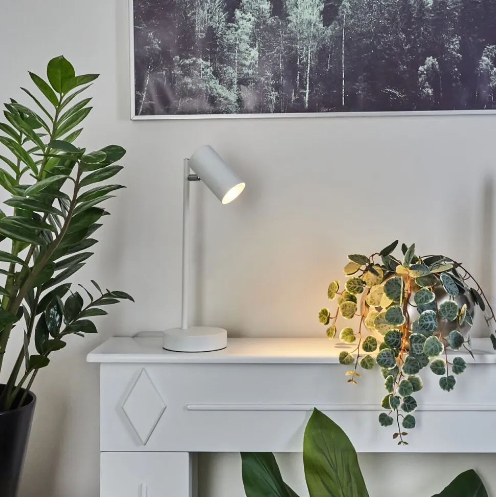 Lampe De Table Javel Chrome, Blanc, 1 Lumiere