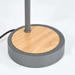 Lampe De Table Javel Gris, Couleur Bois, Noir, 1 Lumiere