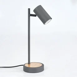 Lampe De Table Javel Gris, Couleur Bois, Noir, 1 Lumiere