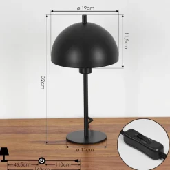 Lampe De Table Kaitulai Noir, 1 Lumiere