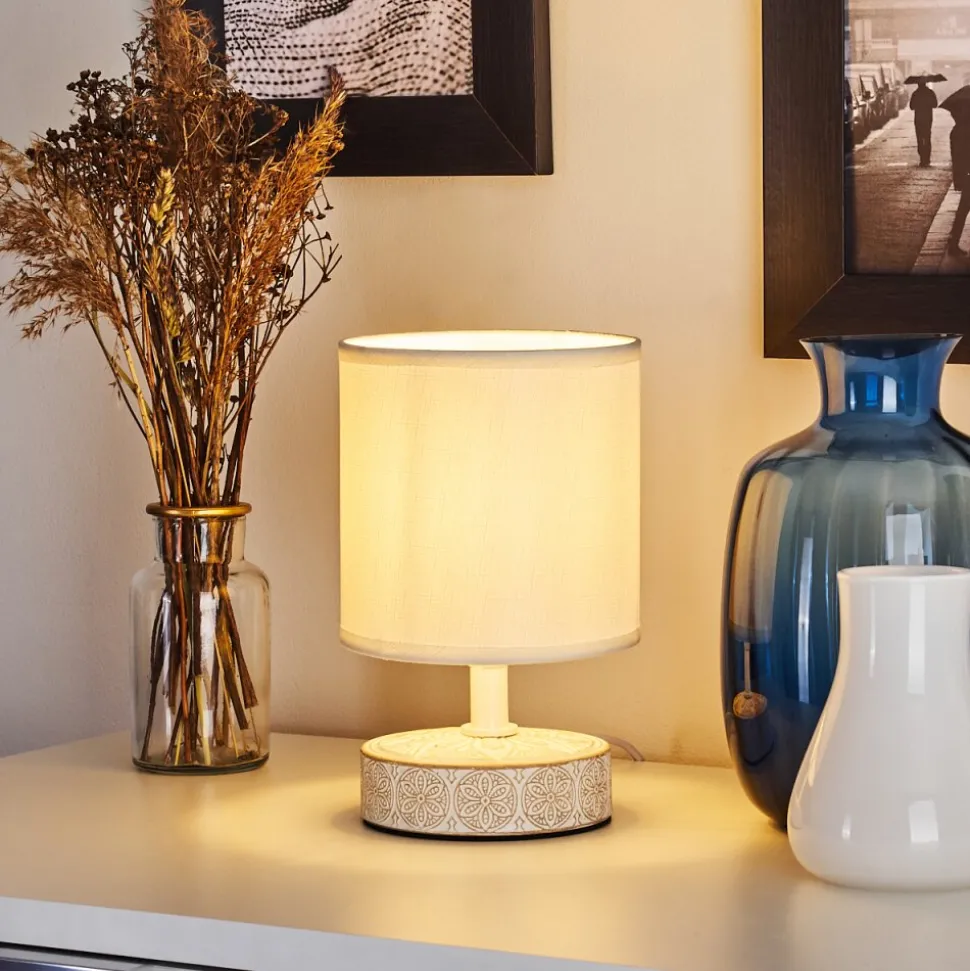 Lampe De Table Kigombo Creme, Blanc, 1 Lumiere