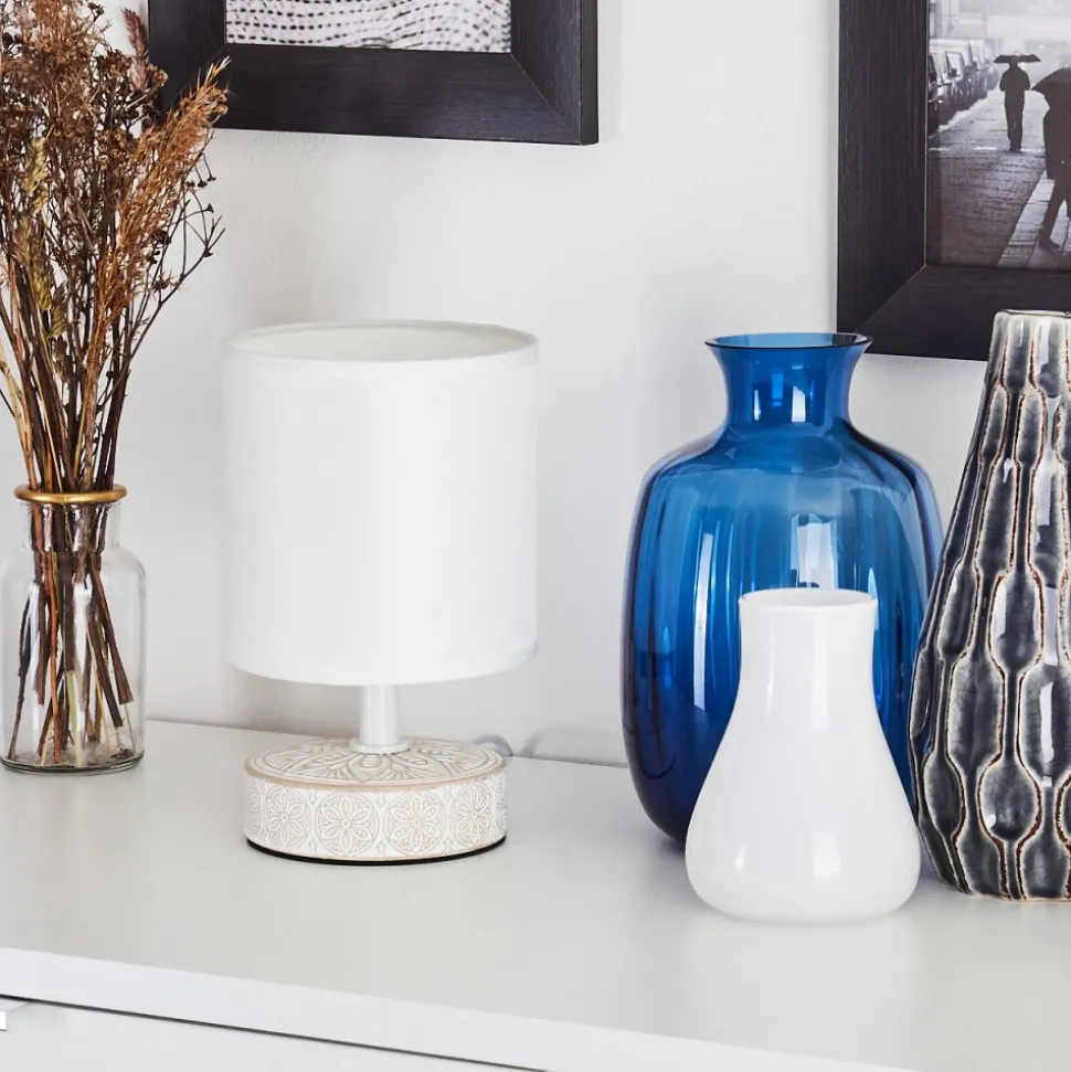 Lampe De Table Kigombo Creme, Blanc, 1 Lumiere