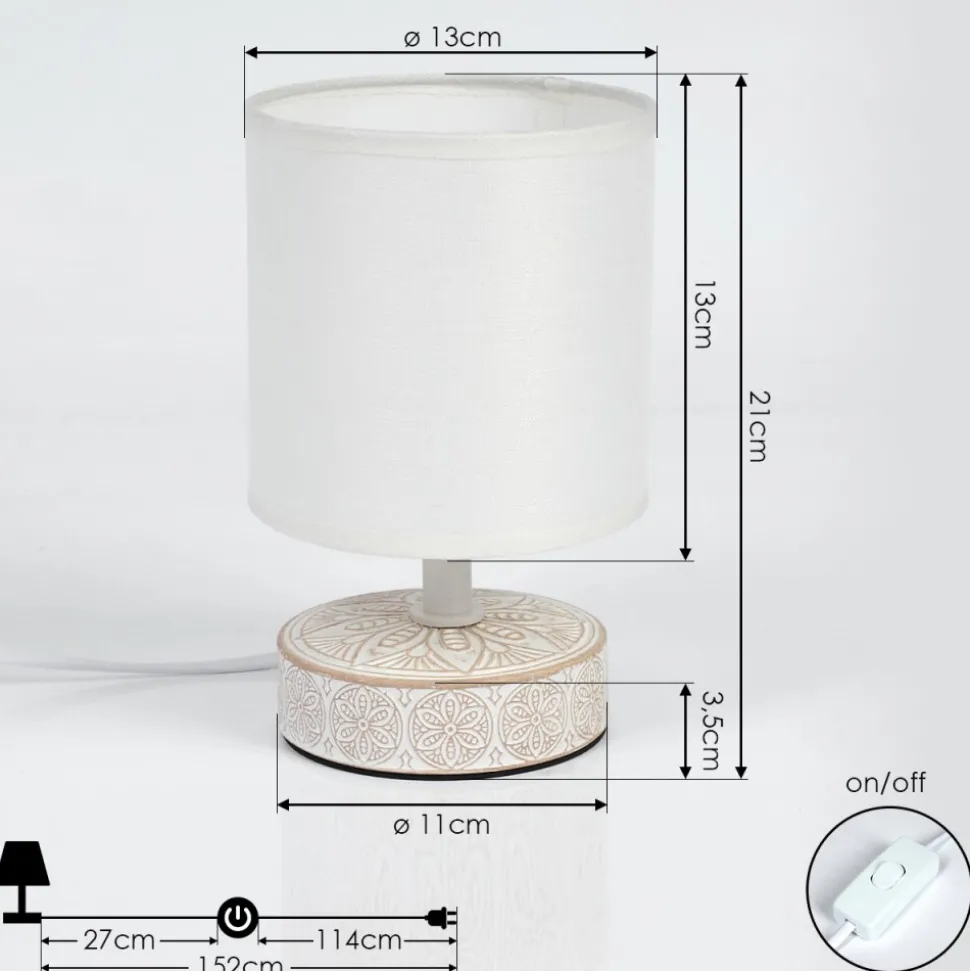 Lampe De Table Kigombo Creme, Blanc, 1 Lumiere