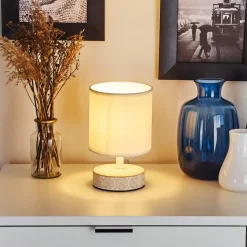 Lampe De Table Kigombo Creme, Blanc, 1 Lumiere