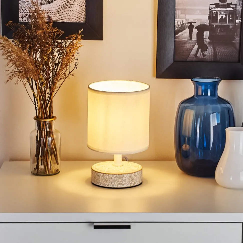 Lampe De Table Kigombo Creme, Blanc, 1 Lumiere
