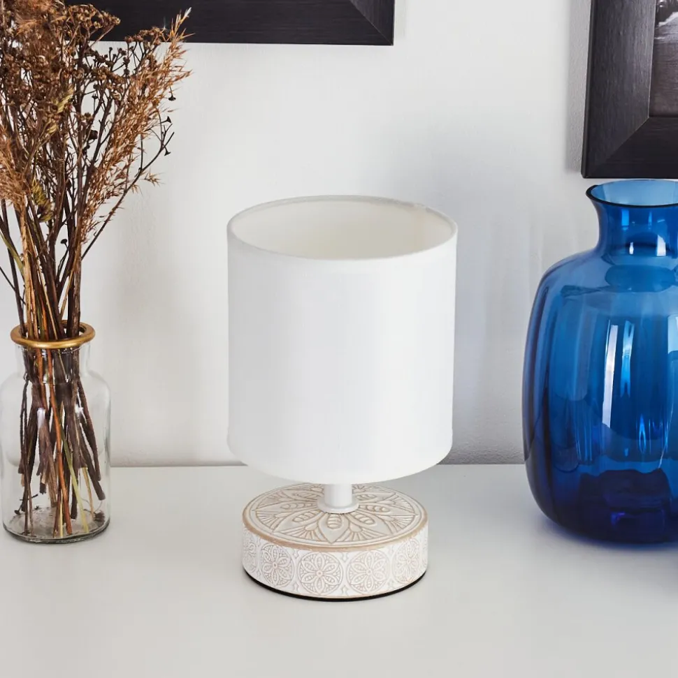 Lampe De Table Kigombo Creme, Blanc, 1 Lumiere