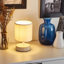 Lampe De Table Kigombo Creme, Blanc, 1 Lumiere
