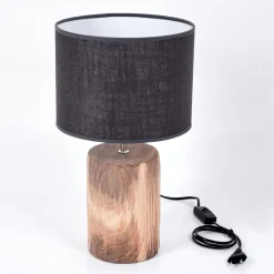 Lampe De Table Korhola Brun, Chrome, Couleur Bois, 1 Lumiere