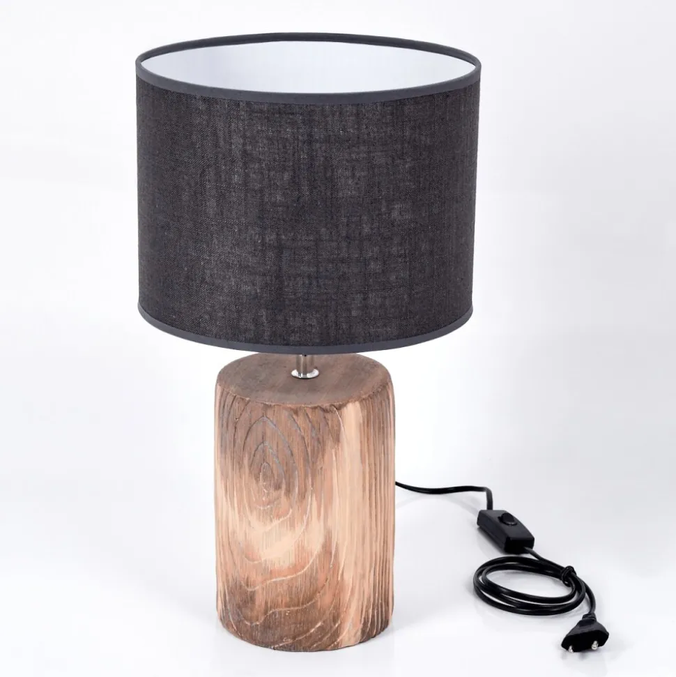 Lampe De Table Korhola Brun, Chrome, Couleur Bois, 1 Lumiere
