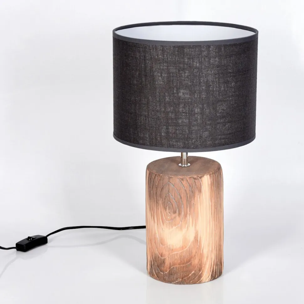 Lampe De Table Korhola Brun, Chrome, Couleur Bois, 1 Lumiere
