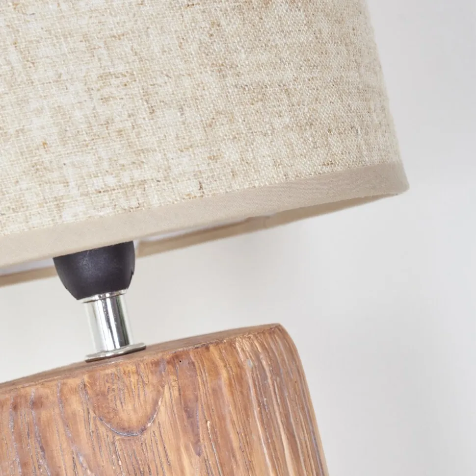 Lampe De Table Korhola Brun, Chrome, Couleur Bois, 1 Lumiere